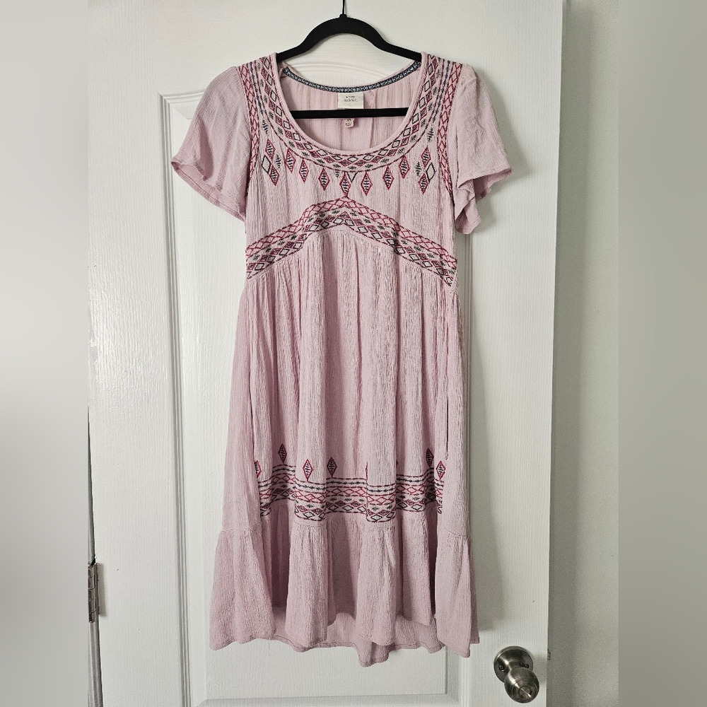 Knox Rose Light Pink Embroidered Mini Dress